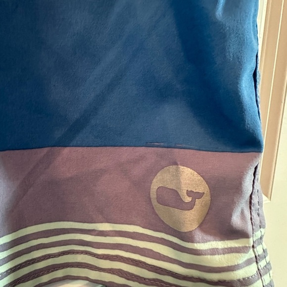 Vineyard Vines Swim Trunks Blue Green Striped Boy's Size Sm 8-10 - Picture 4 of 6